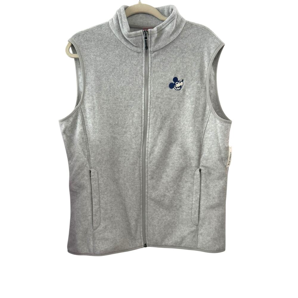 NWT Disney Amazon Medium Mickey Mouse Gray Fleece Zip Vest Cozy Layer